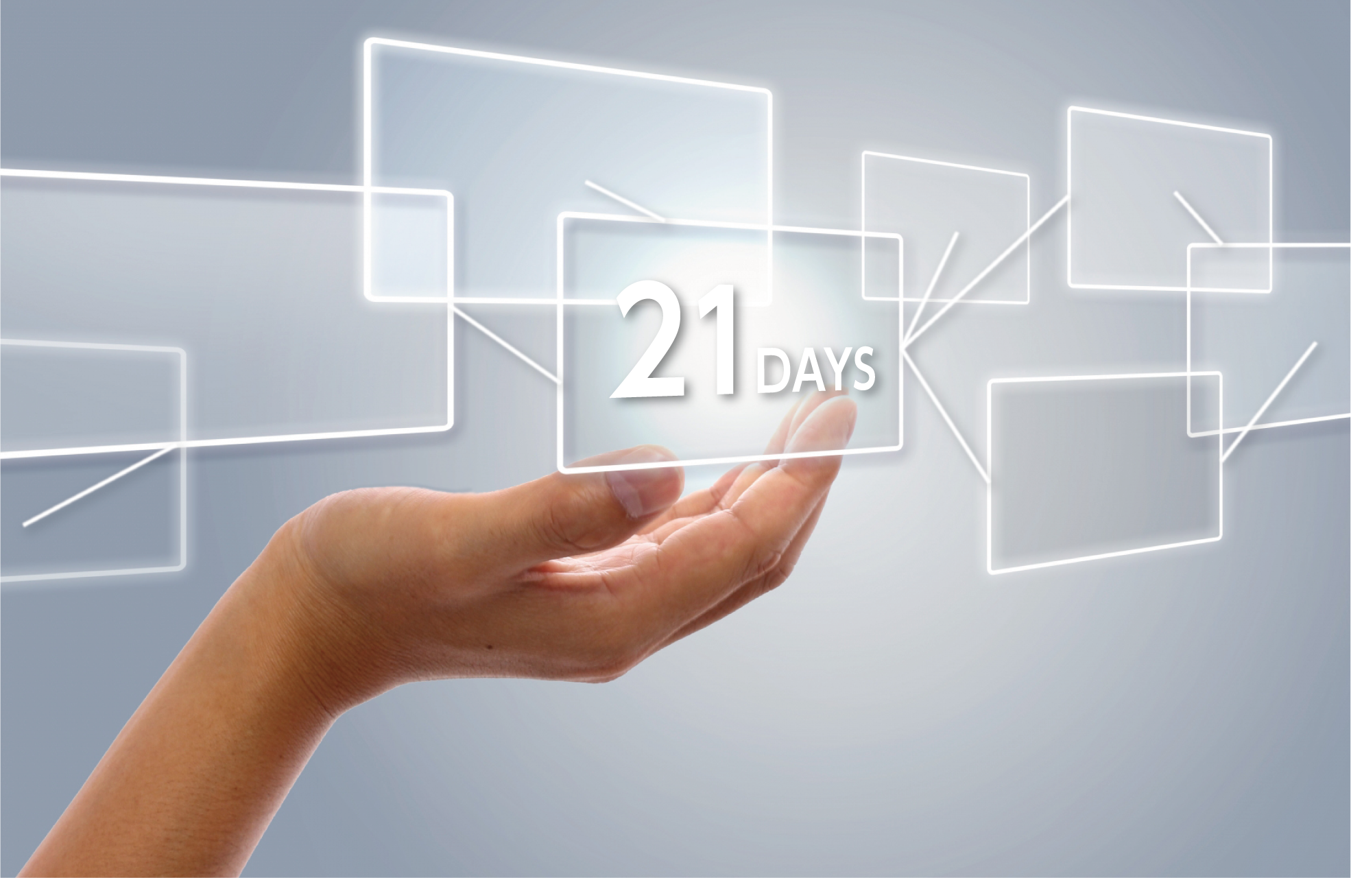 イメージ画像 21DAYSから連想されるものを示す人間の手