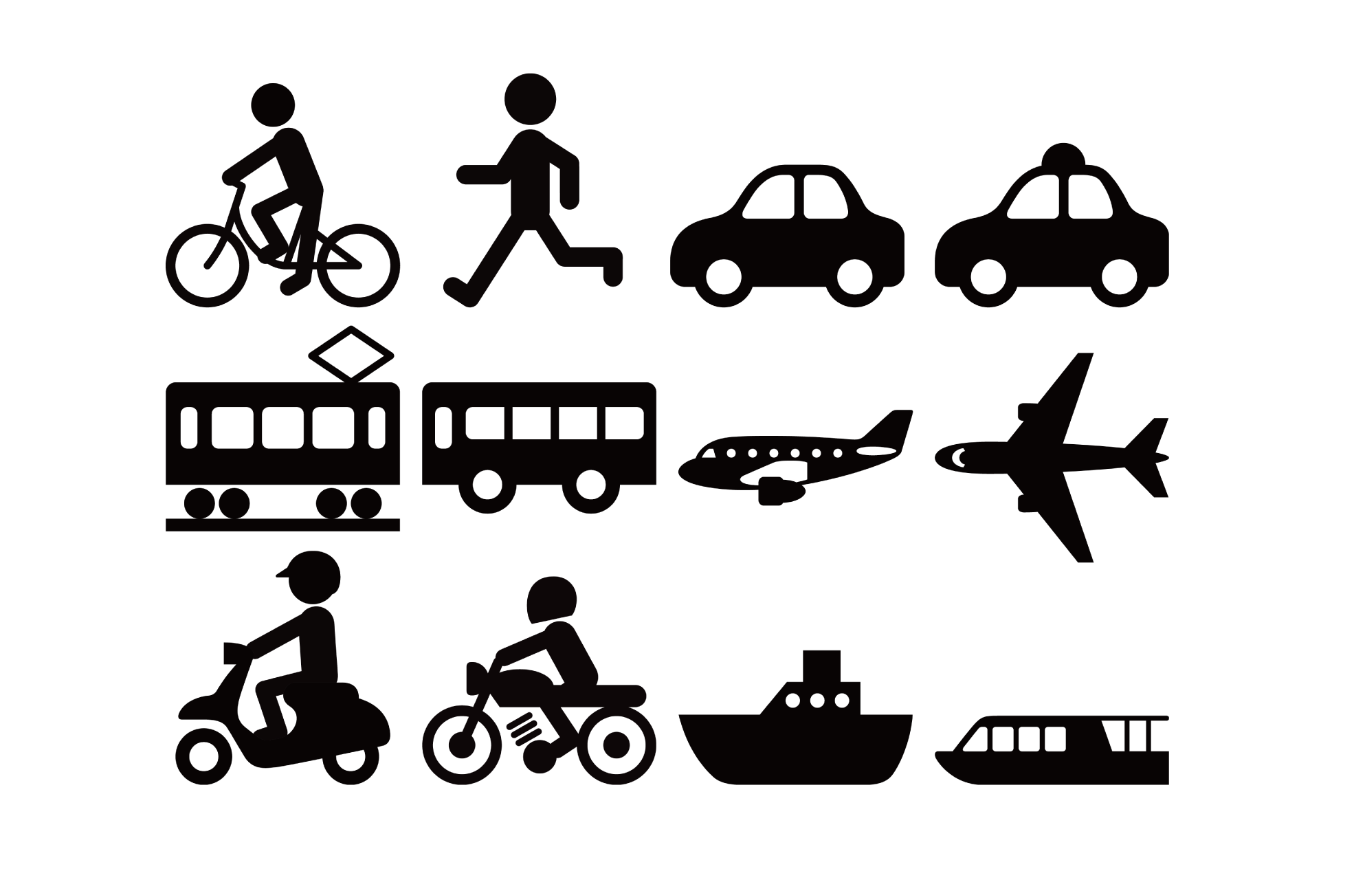イメージ画像　自転車や車などのピクトグラム